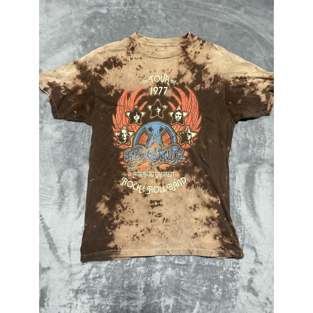 Aerosmith Tour 1977 Bleach Tie-Dye T-Shirt – Size M– Rock Band Graphic